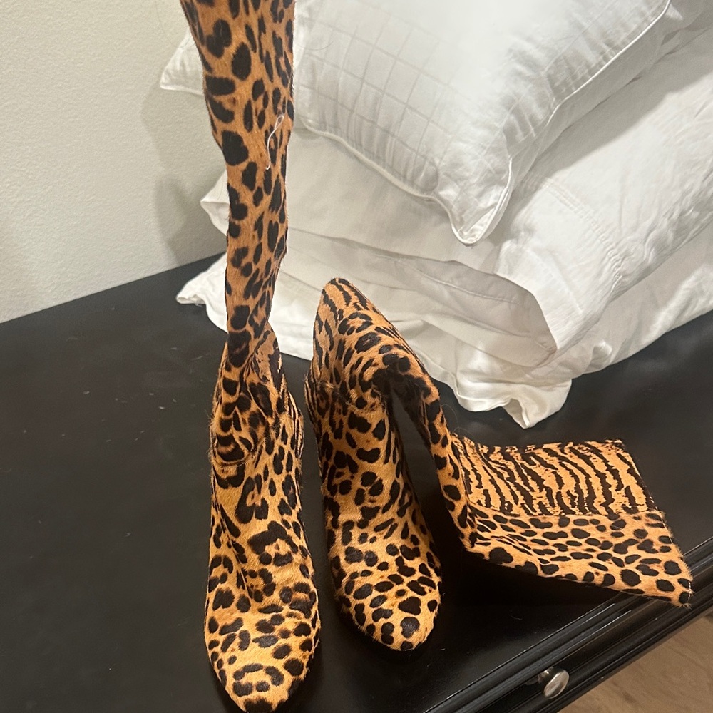 Leopard Print Over-the-Knee Boots - Women's Fashion Boot